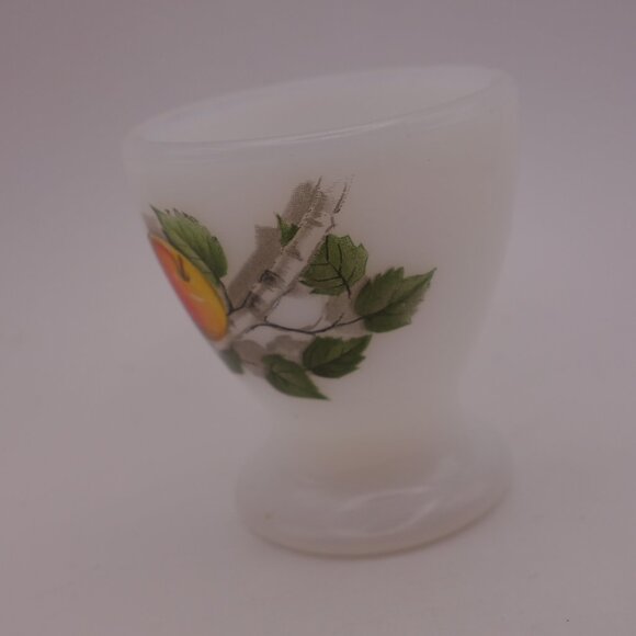 Set of Three(3)Arcopal Milk Glass Egg Cup feat "Fruits de France" (Apple)Pattern - Picture 4 of 16